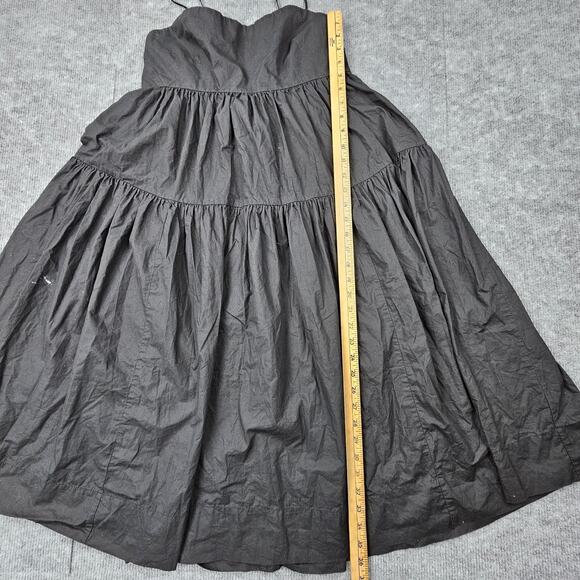 J.Crew Dress Womens 6 Black Poplin Tiered Babydoll Tea Midi Minimal Classic - Picture 4 of 7